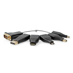 Nedis HDMI™ -sovitin | DisplayPort uros / DVI-D 24+1-Pin Uros / HDMI™ Micro / HDMI™ Mini / Mini DisplayPort Uros / USB-C™ Uros | HDMI™ Ulostulo | Kullattu | Suora | PVC | Musta | 1 kpl | Laatikko Nedis HDMI™ -sovitin | DisplayPort uros / DVI-D 24+1-Pin Uros / HDMI™ Micro / HDMI™ Mini / Mini DisplayPort Uros / USB-C™ Uros | HDMI™ Ulostulo | Kullattu | Suora | PVC | Musta | 1 kpl | Laatikko