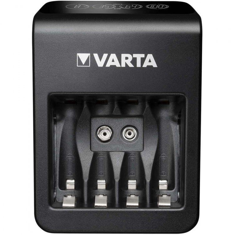 Varta NiMH LCD Plug Charger+ (AA, AAA & 9 volttia) sisältää 4x AA 2100 mAh