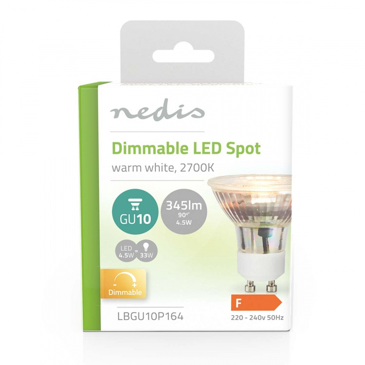 Nedis LED Lamppu GU10 | Spot | 4.5 W | 345 lm | 2700 K | Himmennettävä | Lämmin Valkoinen | Retrotyylinen | 1 kpl Nedis LED Lamppu GU10 | Spot | 4.5 W | 345 lm | 2700 K | Himmennettävä | Lämmin Valkoinen | Retrotyylinen | 1 kpl