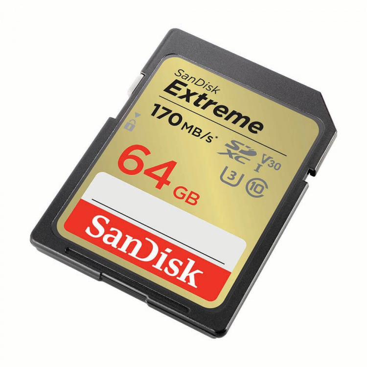 SANDISK SDXC Extreme 64GB 170MB/s UHS-I C10 V30 U3 SANDISK SDXC Extreme 64GB 170MB/s UHS-I C10 V30 U3