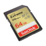 SANDISK SDXC Extreme 64GB 170MB/s UHS-I C10 V30 U3 SANDISK SDXC Extreme 64GB 170MB/s UHS-I C10 V30 U3