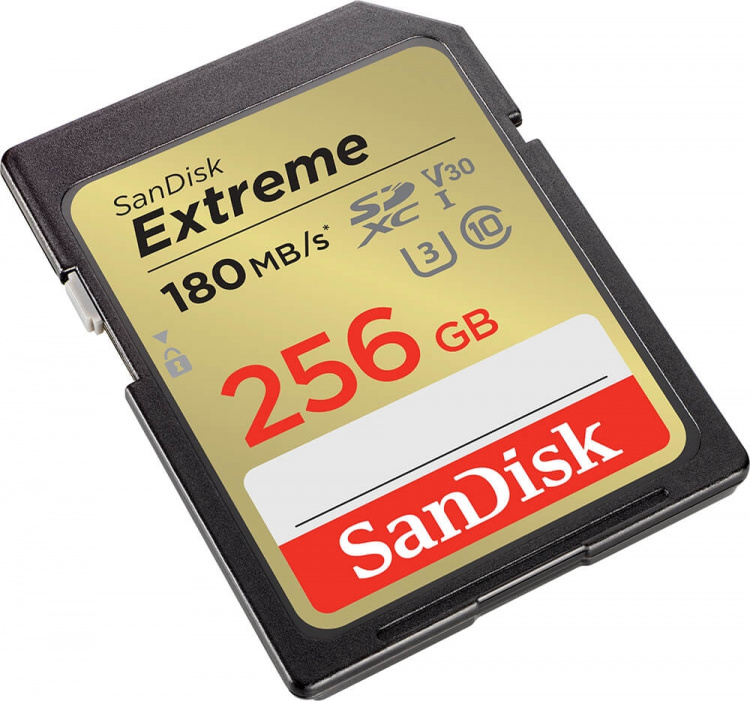 SANDISK SDXC Extreme 256GB 180MB/s UHS-I C10 V30 U3 SANDISK SDXC Extreme 256GB 180MB/s UHS-I C10 V30 U3