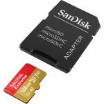 MicroSDXC Extreme 128GB 190MB/s A2 C10 V30 sovittimen kanssa 