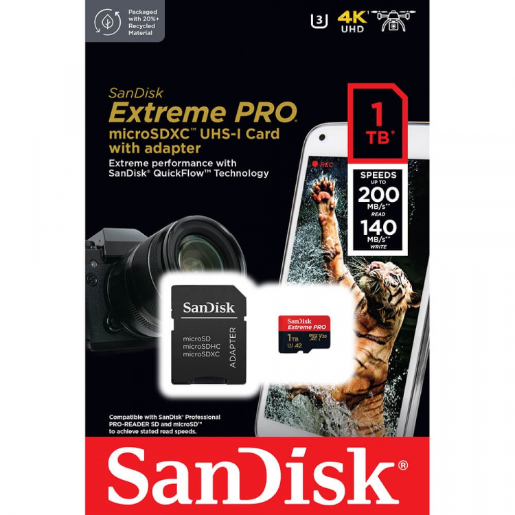SANDISK MicroSDXC Extreme Pro 1TB 200MB/s A2 C10 V30 UHS-I