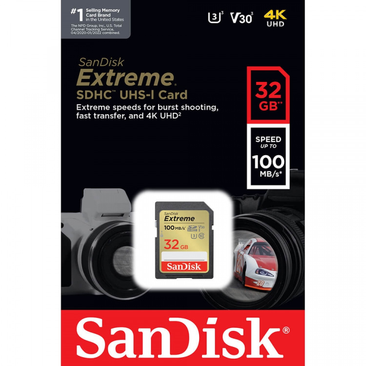 SanDisk SDHC Extreme 32GB 100MB/s UHS-I C10 V30 U3 SDHC Extreme 32GB 100MB/s UHS-I C10 V30 U3