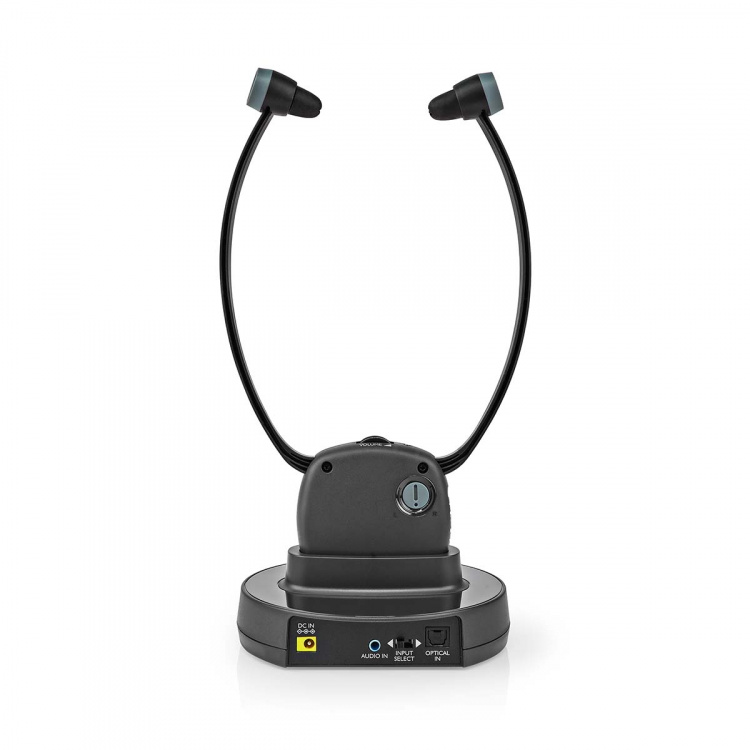 Nedis Langattomat TV-kuulokkeet | RF | In-Ear-Kuulokkeet | Suurin akun toistoaika: 7 tuntia | 25 m | Digitaalinen Audio | Lataustelakka | Tasapainon hallinta | Kuulovammaisten tuki | Musta