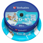 CD-R AZO Wide Inkjet Printable 700 MB 52x 25 Pakata Kara