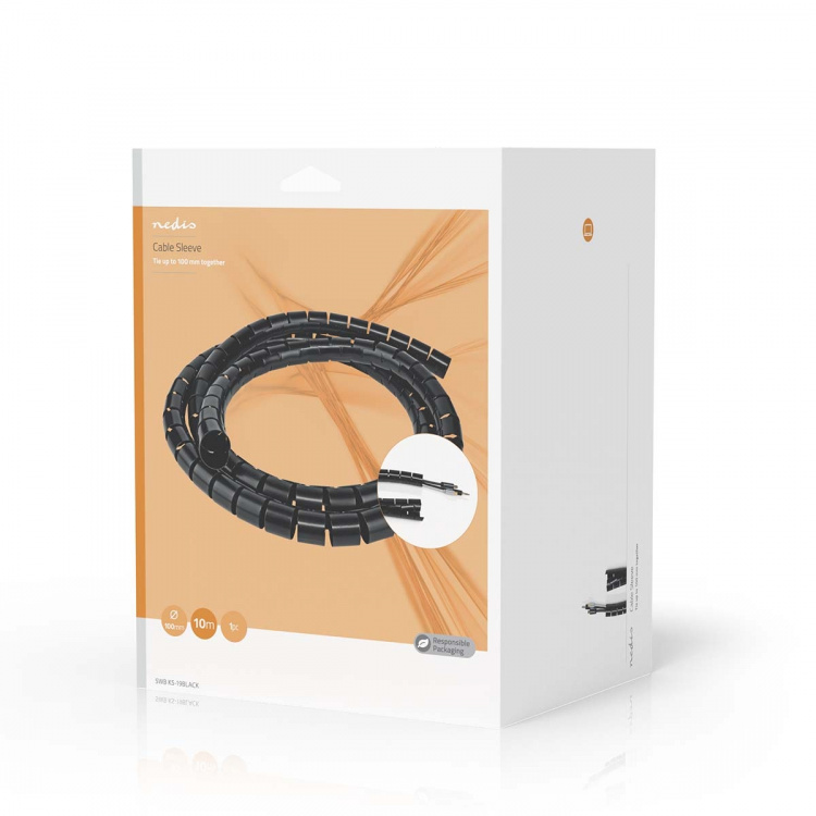Nedis Johdotusjärjestelmä | Spiraaliholkki | 1 kpl | Suurin kaapelin paksuus: 100 mm | PVC | Musta
