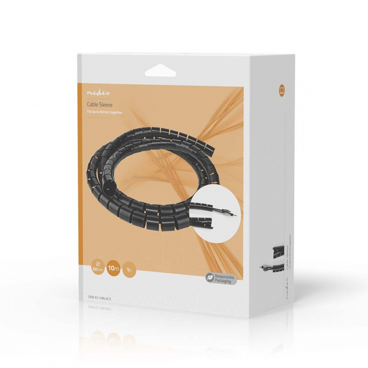 Nedis Johdotusjärjestelmä | Spiraaliholkki | 1 kpl | Suurin kaapelin paksuus: 60 mm | PVC | Musta Nedis Johdotusjärjestelmä | Spiraaliholkki | 1 kpl | Suurin kaapelin paksuus: 60 mm | PVC | Musta