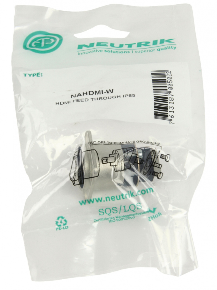 Neutrik HDMI 1.3 läpisyöttö adapteri D-form kotelo