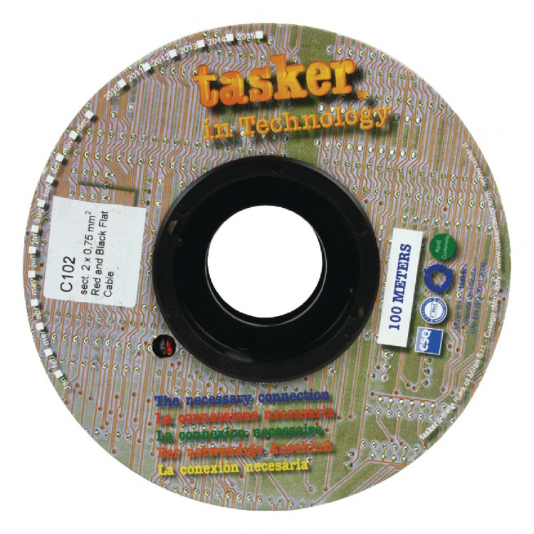 Tasker Kaiutinkaapelikela 2x 0.75 mm² 100 m Musta/Punainen