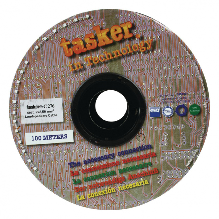 Tasker Kaiutinkaapelikela 2x 2.50 mm² 100 m Musta