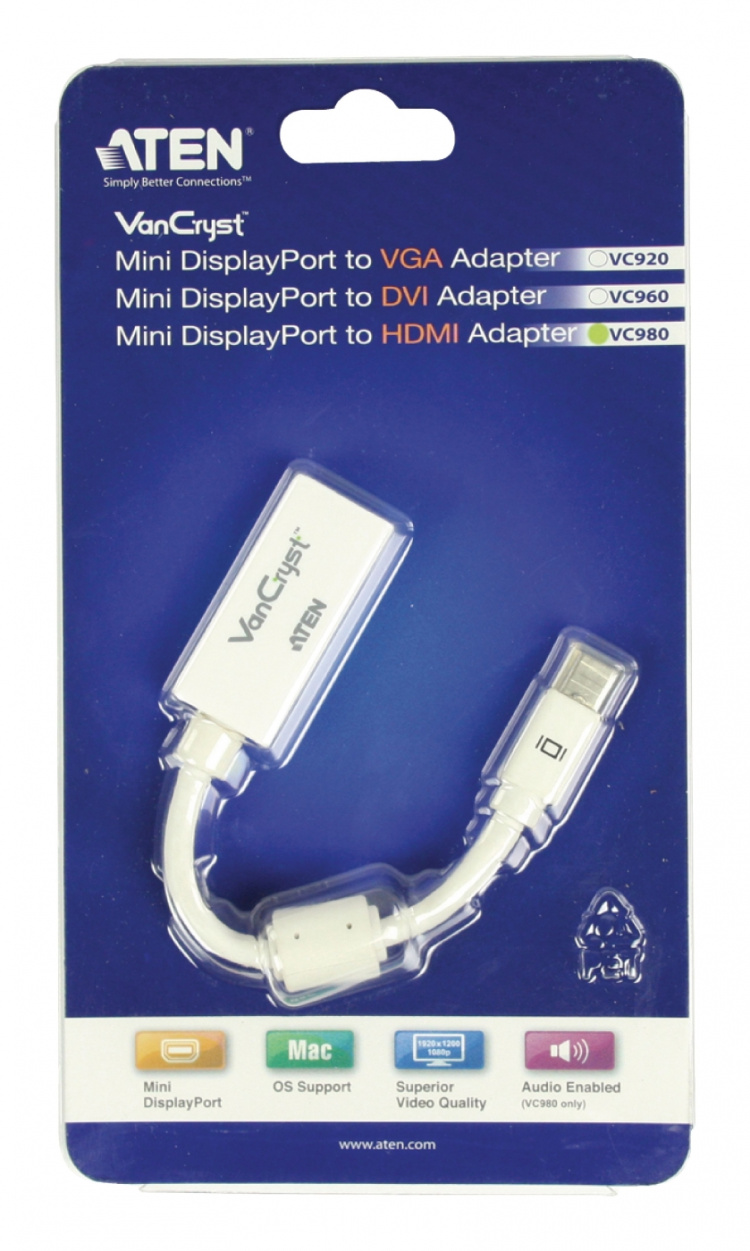 aten Mini DisplayPort Kaapeli Mini DisplayPort Uros - HDMI-Liitin 0.15 m Valkoinen