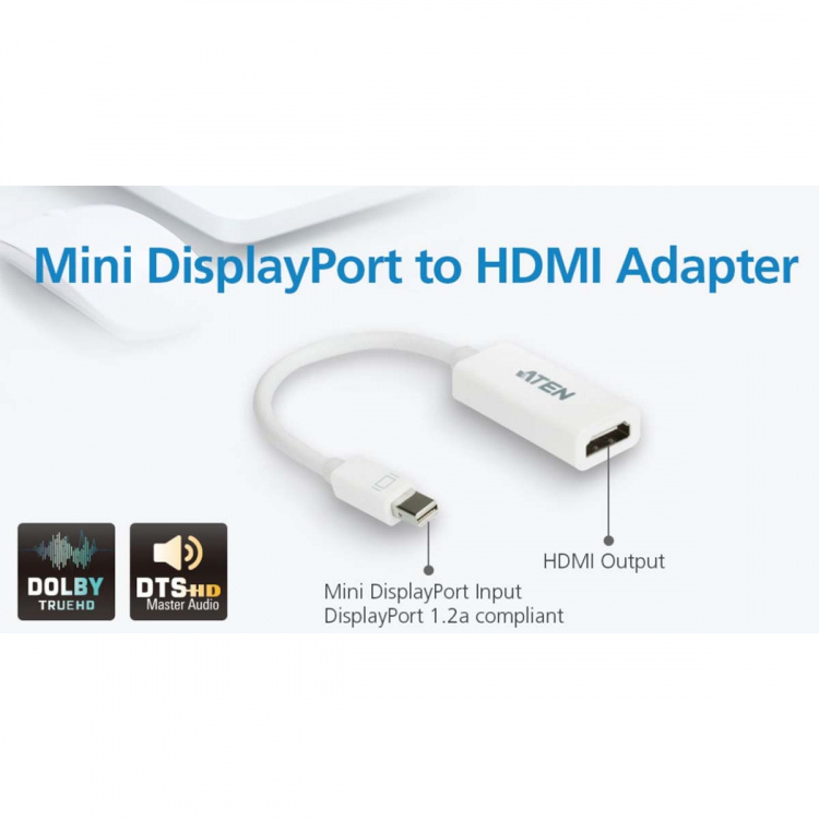 aten Mini DisplayPort Kaapeli Mini DisplayPort Uros - HDMI-Liitin 0.15 m Valkoinen