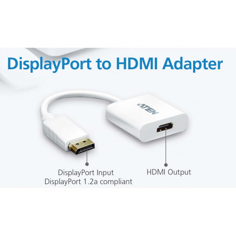 aten DisplayPort Kaapeli DisplayPort Uros - HDMI Naaras 0.15 m Valkoinen