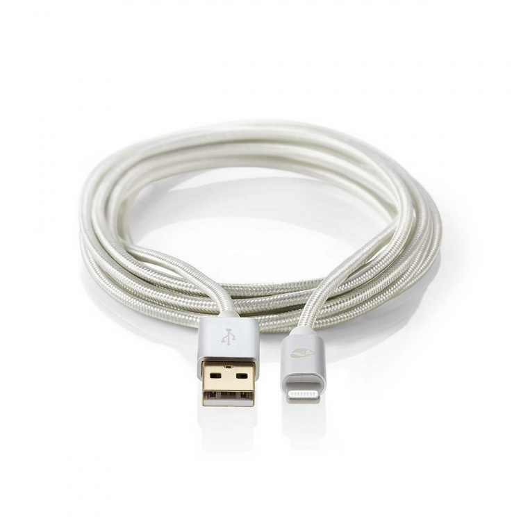 Nedis Lightning Kaapeli | USB 2.0 | Apple Lightning 8-Pin | USB-A Uros | 480 Mbps | Kullattu | 1.00 m | Pyöreä | Nailon / Punottu | Alumiini | Laatikko kannella ja ikkunalla
