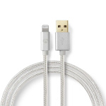 Nedis Lightning Kaapeli | USB 2.0 | Apple Lightning 8-Pin | USB-A Uros | 480 Mbps | Kullattu | 1.00 m | Pyöreä | Nailon / Punottu | Alumiini | Laatikko kannella ja ikkunalla