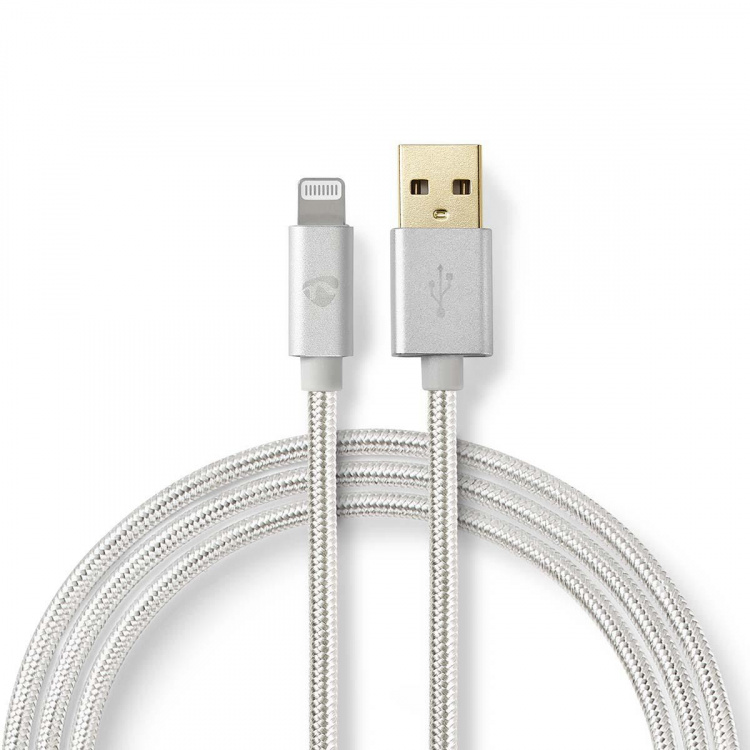 Nedis Lightning Kaapeli | USB 2.0 | Apple Lightning 8-Pin | USB-A Uros | 480 Mbps | Kullattu | 2.00 m | Pyöreä | Nailon / Punottu | Alumiini | Laatikko kannella ja ikkunalla