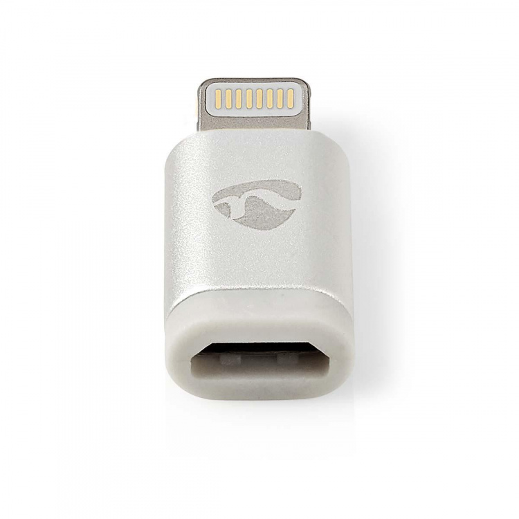 Nedis Lightning Sovitin | Apple Lightning 8-Pin | USB Micro-B naaras | Kullattu | Pyöreä | Alumiini | Laatikko kannella ja ikkunalla