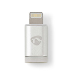 Nedis Lightning Sovitin | Apple Lightning 8-Pin | USB Micro-B naaras | Kullattu | Pyöreä | Alumiini | Laatikko kannella ja ikkunalla