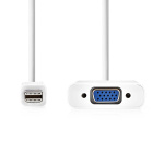 Nedis Mini DisplayPort kaapeli | DisplayPort 1.2 | Mini DisplayPort Uros | VGA Naaras | 21.6 Gbps | Niklattu | 0.20 m | Pyöreä | PVC | Valkoinen | Muovipussi