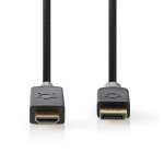 Nedis DisplayPort kaapeli | DisplayPort uros | HDMI™ liitin | 4K@30Hz | Kullattu | 2.00 m | Pyöreä | PVC | Antrasiitti | Laatikko