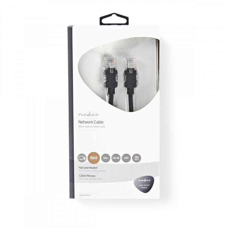 Nedis CAT5e verkkokaapeli | U/UTP | RJ45 uros | RJ45 uros | 10.0 m | Pyöreä | LSZH | Antrasiitti | Ikkunallinen laatikko
