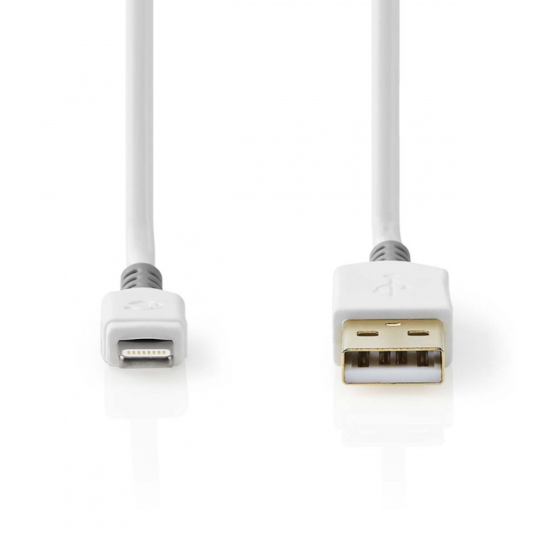 Nedis Lightning Kaapeli | USB 2.0 | Apple Lightning 8-Pin | USB-A Uros | 480 Mbps | Kullattu | 1.00 m | Pyöreä | PVC | Harmaa / Valkoinen | Laatikko