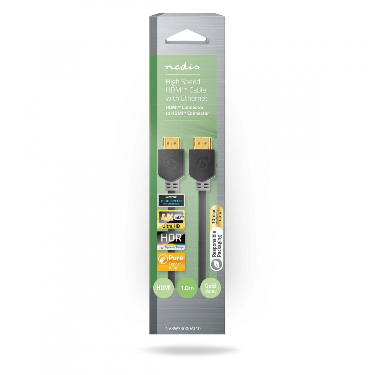 Nedis High Speed HDMI ™ Kaapeli Ethernet | HDMI™ liitin | HDMI™ liitin | 4K@60Hz | ARC | 18 Gbps | 1.00 m | Pyöreä | PVC | Antrasiitti | Laatikko Nedis High Speed HDMI ™ Kaapeli Ethernet | HDMI™ liitin | HDMI™ liitin | 4K@60Hz | ARC | 18 Gbps | 1.00 m | Pyöreä | PVC | Antrasiitti | Laatikko