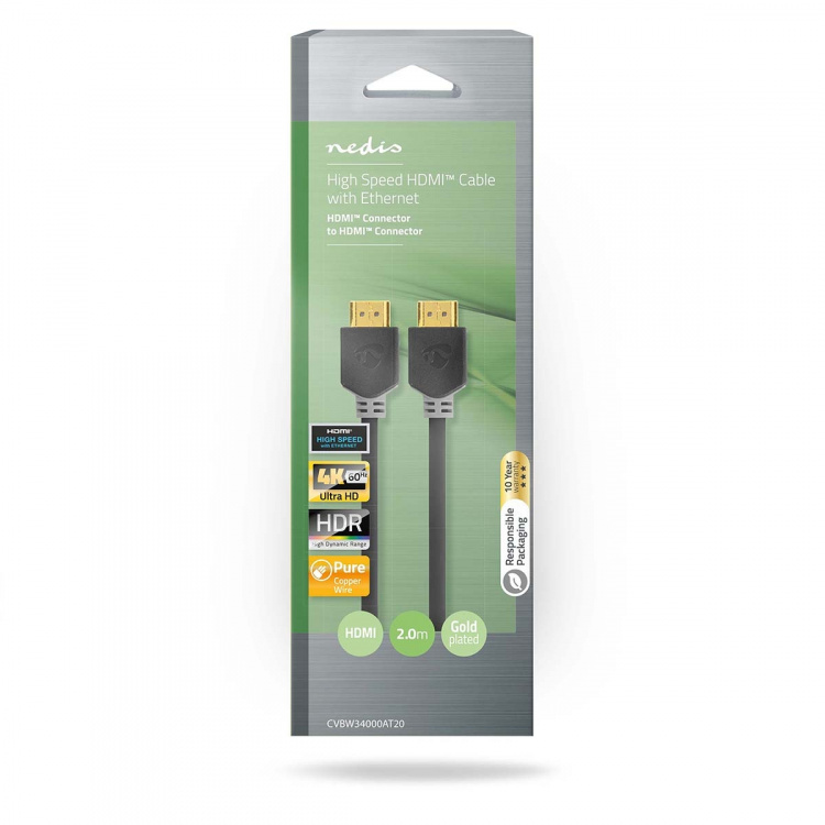 Nedis High Speed HDMI ™ Kaapeli Ethernet | HDMI™ liitin | HDMI™ liitin | 4K@60Hz | ARC | 18 Gbps | 2.00 m | Pyöreä | PVC | Antrasiitti | Laatikko Nedis High Speed HDMI ™ Kaapeli Ethernet | HDMI™ liitin | HDMI™ liitin | 4K@60Hz | ARC | 18 Gbps | 2.00 m | Pyöreä | PVC | Antrasiitti | Laatikko