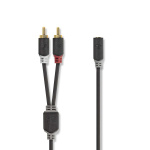 Nedis Stereoäänikaapeli | 2x RCA uros | 3.5 mm naaras | Kullattu | 0.20 m | Pyöreä | Antrasiitti | Laatikko Nedis Stereoäänikaapeli | 2x RCA uros | 3.5 mm naaras | Kullattu | 0.20 m | Pyöreä | Antrasiitti | Laatikko