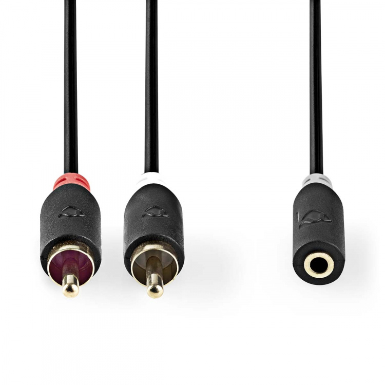 Nedis Stereoäänikaapeli | 2x RCA uros | 3.5 mm naaras | Kullattu | 0.20 m | Pyöreä | Antrasiitti | Laatikko Nedis Stereoäänikaapeli | 2x RCA uros | 3.5 mm naaras | Kullattu | 0.20 m | Pyöreä | Antrasiitti | Laatikko
