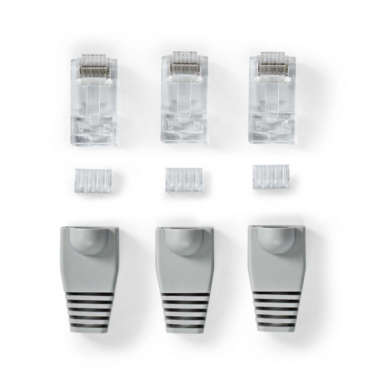 Nedis RJ45-liitin | Uros | Kiinteä UTP CAT6 | Suora | Kullattu | 10 kpl | PVC | Harmaa | Laatikko