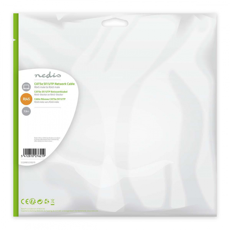 Nedis CAT5e verkkokaapeli | SF/UTP | RJ45 uros | RJ45 uros | 7.50 m | Pyöreä | PVC | Oranssi | Muovipussi Nedis CAT5e verkkokaapeli | SF/UTP | RJ45 uros | RJ45 uros | 7.50 m | Pyöreä | PVC | Oranssi | Muovipussi