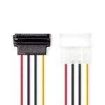 Nedis Sisäinen Virtakaapeli | Molex uros | SATA 15-Pin naaras | Kullattu | 0.15 m | Pyöreä | PVC | Monivärinen | Kirjekuori