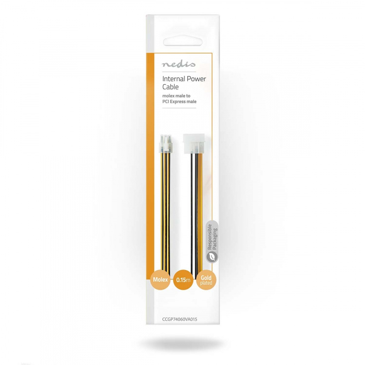 Nedis Sisäinen Virtakaapeli | Molex uros | PCI Express uros | Kullattu | 0.20 m | Pyöreä | PVC | Keltainen / Musta | Kirjekuori Nedis Sisäinen Virtakaapeli | Molex uros | PCI Express uros | Kullattu | 0.20 m | Pyöreä | PVC | Keltainen / Musta | Kirjekuori