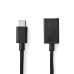 Nedis USB-C™ Sovitin | USB 3.2 Gen 1 | USB-C™ Uros | USB-A Naaras | 5 Gbps | 0.15 m | Pyöreä | Niklattu | PVC | Musta | Kirjekuori