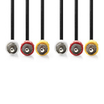 Nedis Komposiittivideokaapeli | 3x RCA uros | 3x RCA uros | Niklattu | 480p | 5.00 m | Pyöreä | PVC | Musta | Kirjekuori