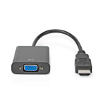 Nedis HDMI™ -sovitin | HDMI™ liitin | VGA Naaras / 3.5 mm naaras | Niklattu | Suora | PVC | Musta | 1 kpl | Laatikko