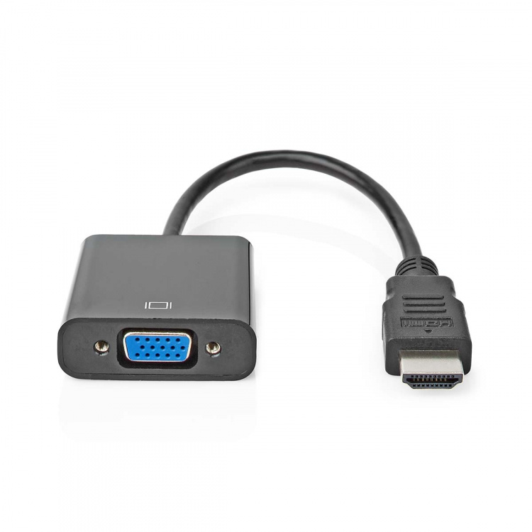 Nedis HDMI™ -sovitin | HDMI™ liitin | VGA Naaras / 3.5 mm naaras | Niklattu | Suora | PVC | Musta | 1 kpl | Laatikko