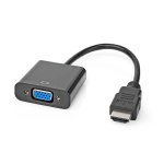 Nedis HDMI™ -sovitin | HDMI™ liitin | VGA Naaras / 3.5 mm naaras | Niklattu | Suora | PVC | Musta | 1 kpl | Laatikko