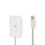 Nedis Mini DisplayPort kaapeli | DisplayPort 1.2 | Mini DisplayPort Uros | DVI-D 24+1-Pin Naaras / HDMI™ tulo / VGA Naaras | 21.6 Gbps | Niklattu | 0.20 m | Pyöreä | PVC | Valkoinen | Blister Nedis Mini DisplayPort kaapeli | DisplayPort 1.2 | Mini DisplayPort Uros | DVI-D 24+1-Pin Naaras / HDMI™ tulo / VGA Naaras | 21.6 Gbps | Niklattu | 0.20 m | Pyöreä | PVC | Valkoinen | Blister
