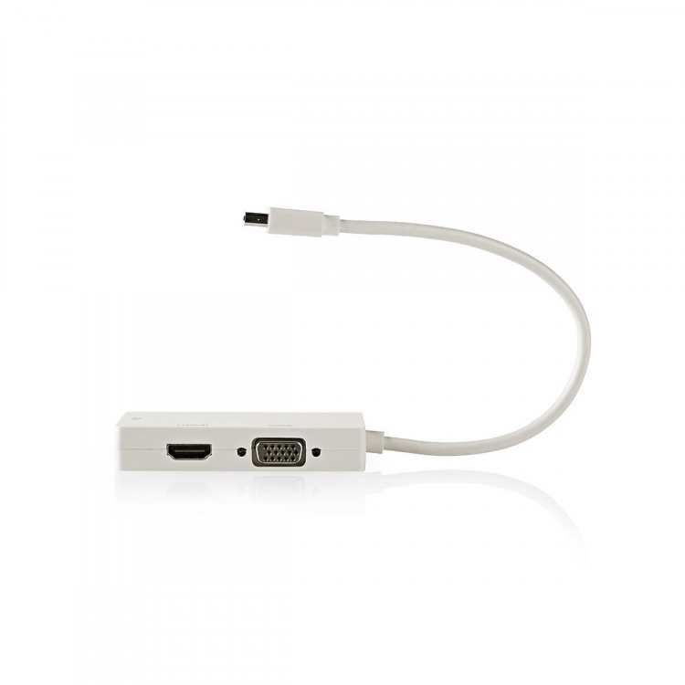 Nedis Mini DisplayPort kaapeli | DisplayPort 1.2 | Mini DisplayPort Uros | DVI-D 24+1-Pin Naaras / HDMI™ tulo / VGA Naaras | 21.6 Gbps | Niklattu | 0.20 m | Pyöreä | PVC | Valkoinen | Blister Nedis Mini DisplayPort kaapeli | DisplayPort 1.2 | Mini DisplayPort Uros | DVI-D 24+1-Pin Naaras / HDMI™ tulo / VGA Naaras | 21.6 Gbps | Niklattu | 0.20 m | Pyöreä | PVC | Valkoinen | Blister