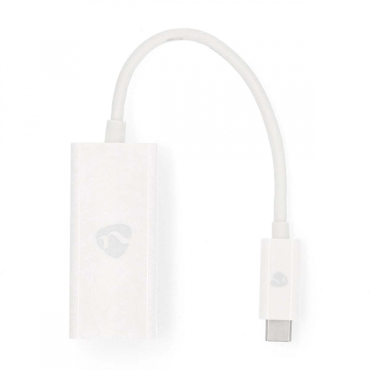 Nedis USB-verkkosovitin | USB 3.2 Gen 1 | 1000 Mbps | USB-C™ Uros | RJ45 Naaras | 0.20 m | Pyöreä | Niklattu | Tinattu Kupari | Valkoinen | Laatikko