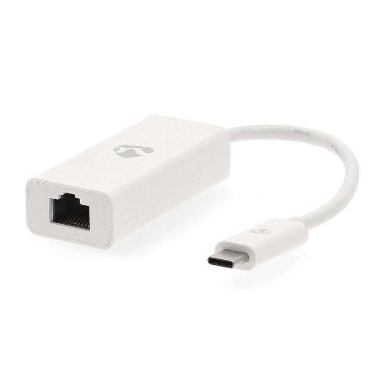 Nedis USB-verkkosovitin | USB 3.2 Gen 1 | 1000 Mbps | USB-C™ Uros | RJ45 Naaras | 0.20 m | Pyöreä | Niklattu | Tinattu Kupari | Valkoinen | Laatikko