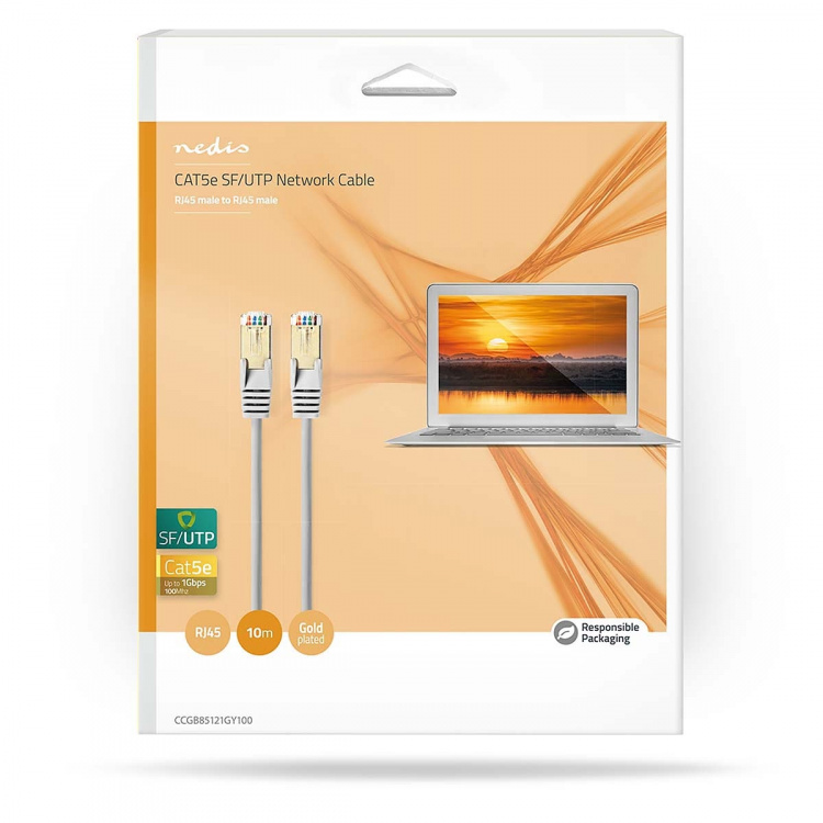 Nedis CAT5e verkkokaapeli | SF/UTP | RJ45 uros | RJ45 uros | 10.0 m | Pyöreä | PVC | Harmaa | Laatikko
