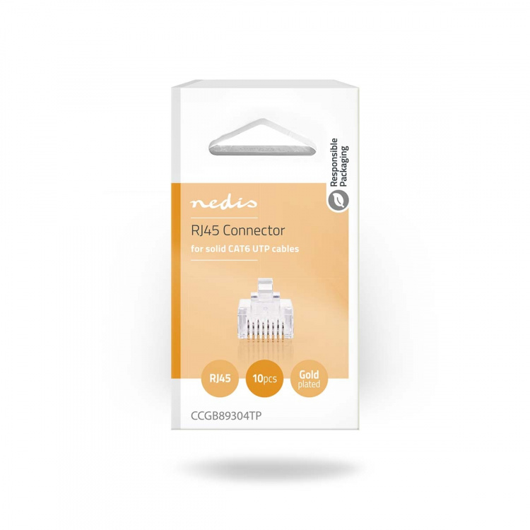 Nedis RJ45-liitin | Uros | Kiinteä UTP CAT6 | Suora | Kullattu | 10 kpl | Polycarbonate | Läpikuultava | Laatikko Nedis RJ45-liitin | Uros | Kiinteä UTP CAT6 | Suora | Kullattu | 10 kpl | Polycarbonate | Läpikuultava | Laatikko