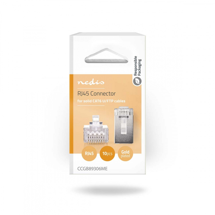 Nedis RJ45-liitin | Uros | Kiinteä STP CAT6 | Suora | Kullattu | 10 kpl | Polycarbonate | Läpikuultava | Laatikko Nedis RJ45-liitin | Uros | Kiinteä STP CAT6 | Suora | Kullattu | 10 kpl | Polycarbonate | Läpikuultava | Laatikko