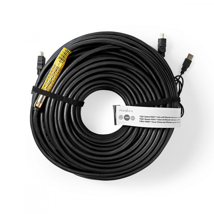 Nedis High Speed ​​HDMI ™ Kaapeli Ethernet | HDMI™ liitin | HDMI™ liitin | 4K@30Hz | 18 Gbps | 50.0 m | Pyöreä | PVC | Musta | Panta