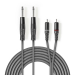 Nedis Stereoäänikaapeli | 2x 6.35 mm uros | 2x RCA uros | Niklattu | 1.50 m | Pyöreä | Tummanharmaa | Pahvikotelo Nedis Stereoäänikaapeli | 2x 6.35 mm uros | 2x RCA uros | Niklattu | 1.50 m | Pyöreä | Tummanharmaa | Pahvikotelo